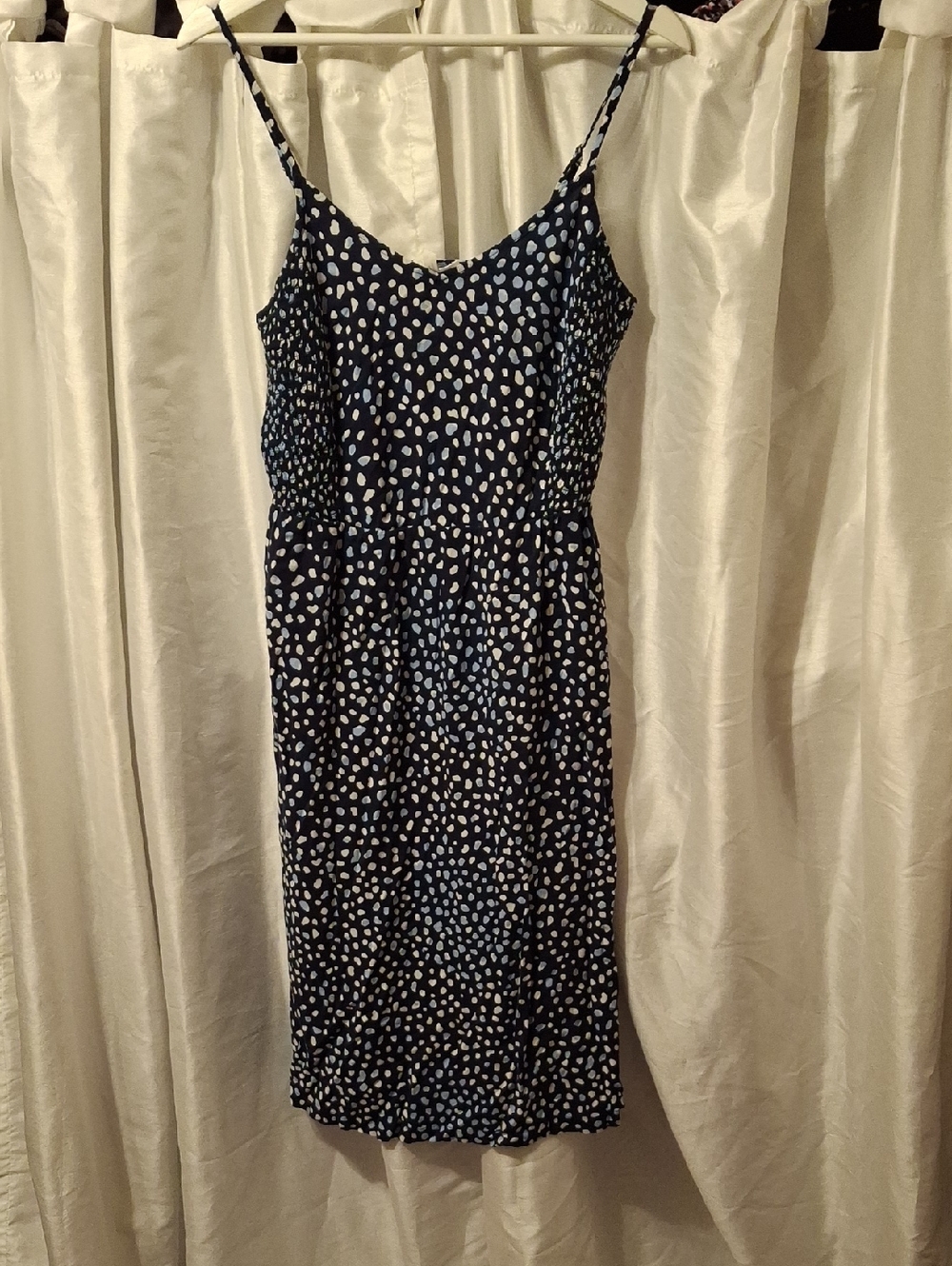 Roxy Navy Blue Spotted Midi Slip Dress